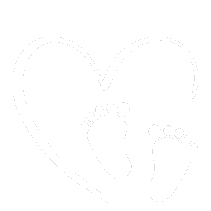 postpartum care icon heart and baby feet